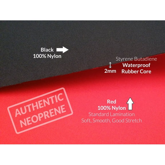 2mm Red Neoprene Fabric Cloth, Scuba Wetsuit Material, Stretch Nylon Neoprene Fabric For Sewing By The Square Ft. Thin Foam Rubber Sheets, Sponge Neoprene Material (Red, 2' x 4')