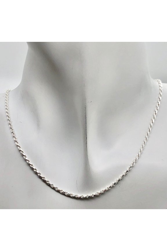 2mm Rope Solid Sterling Silver Italian Made Necklace | 24 Inch | 7.4 Grams |