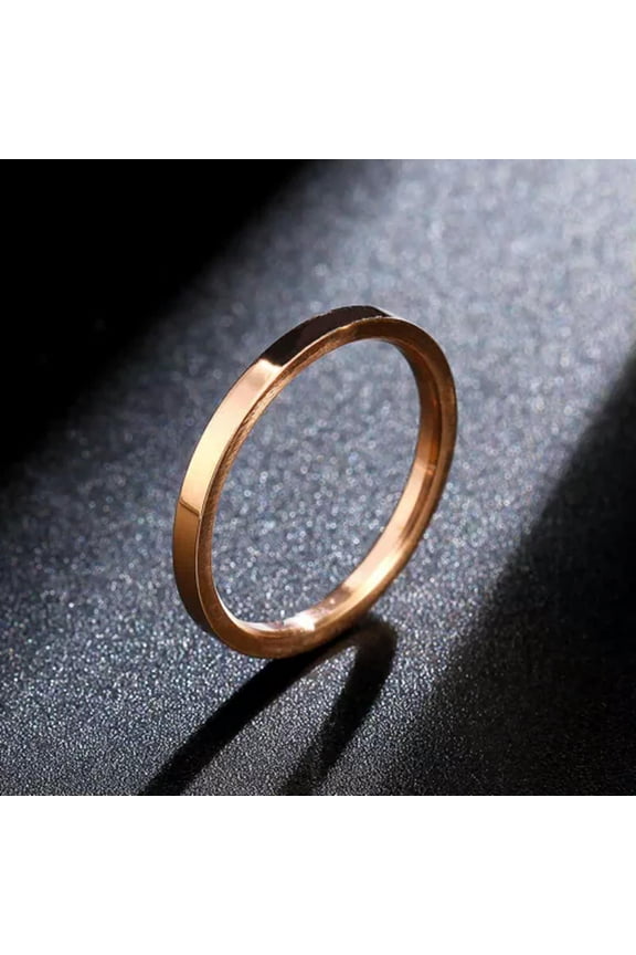 2mm Rose Gold Tail Rings Women's Titanium Steel High Polished Ring Size 6 7 8 9