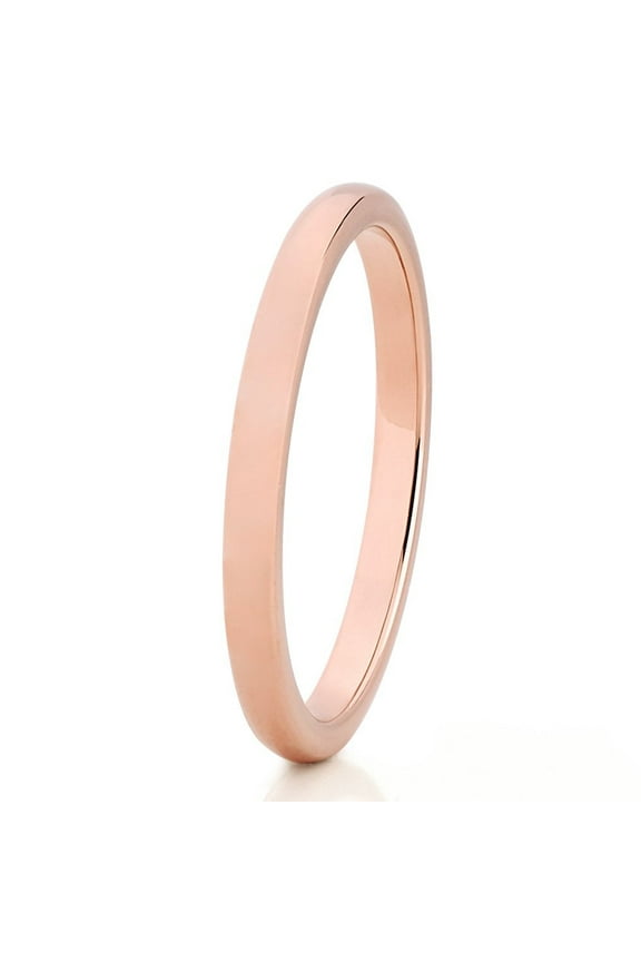 2mm Rose Gold Tungsten Carbide Ring Women's Tungsten Wedding Band Ladies Comfort Fit