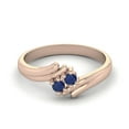 thumbnail image 1 of 2mm Round Blue Sapphire Bypass Shank 925 Sterling Silver Rose Vermeil Two Stone Valentines Day Gifts Ring, 1 of 3