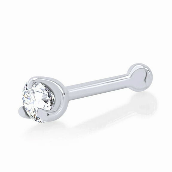2mm Round Moissanite Nose Bone Stud Ring Pin 925 Sterling Silver