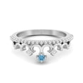thumbnail image 1 of 2mm Round Natural Swiss Blue Topaz 925 Silver Women Crown Tiara Valentines Day Gifts Ring, 1 of 4