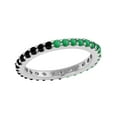 thumbnail image 1 of 2mm Round Shape Black Spinel & Emerald 925 Sterling Silver Eternity Mother's Day Gift Ring, 1 of 2