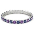 thumbnail image 1 of 2mm Round Shape Blue Cz & Amethyst 925 Sterling Silver Full Eternity Valentines Day Gifts Ring, 1 of 2
