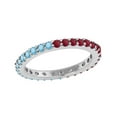 thumbnail image 1 of 2mm Round Shape Blue Topaz & Ruby 925 Sterling Silver Eternity Valentines Day Gifts Ring, 1 of 2