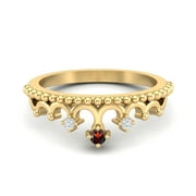 MOONEYE 2mm Round Shape Garnet 925 Sterling Silver Gold Vermeil Tiara Crown Valentines Day Gifts Ring