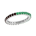 thumbnail image 1 of 2mm Round Shape Garnet & Emerald 925 Sterling Silver Eternity Mother's Day Gift Ring, 1 of 2