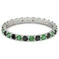 thumbnail image 1 of 2mm Round Shape Green Cz & Black Spinel 925 Sterling Silver Full Eternity Valentines Day Gifts Ring, 1 of 2