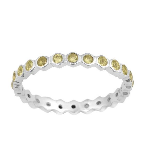2mm Round Shape Peridot Gemstone 925 Sterling Silver Full Eternity Women Stackable Ring