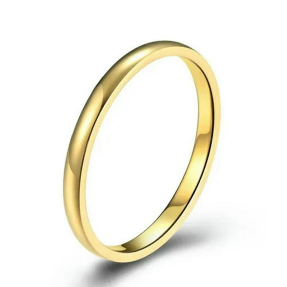 2mm Silver/Gold/Rose Gold/Purple/Black 316L Stainless Steel Polished Bands Rings