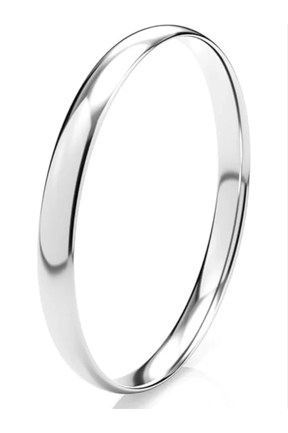 2mm Silver Ring Wedding Band Resistant Comfort Fit Wedding Band