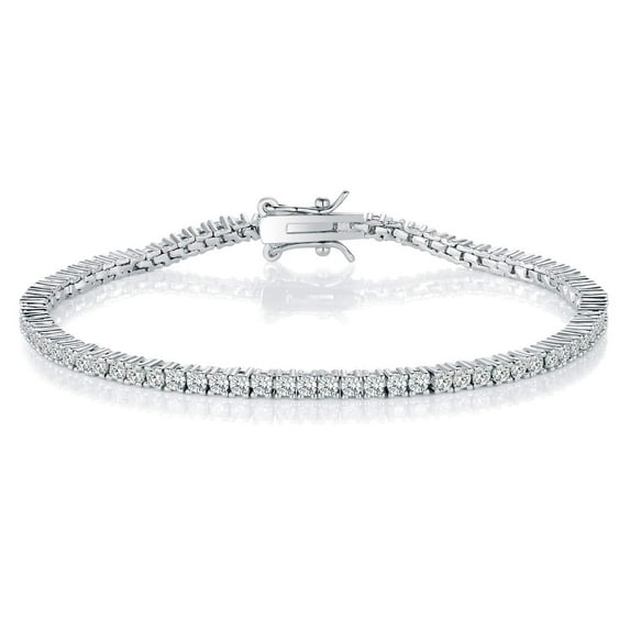 GEMSME Tennis Bracelets for Women Cubic Zirconia Bracelet 18K White Gold Plated 2MM Round CZ Dainty Jewelry 8.5 Inch