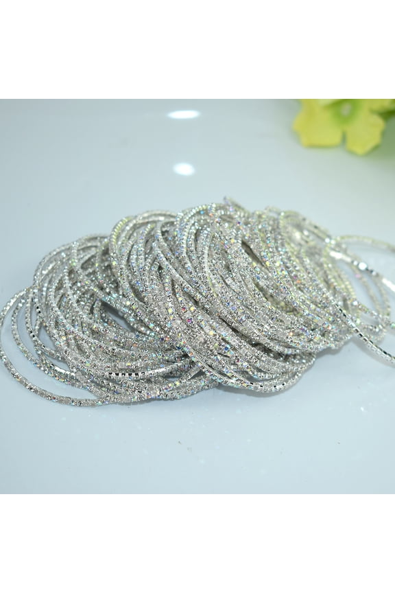 2mm Single Row Indian Rhinestone Stretch Bracelet - Fashionable Full Diamond Bangle for Women