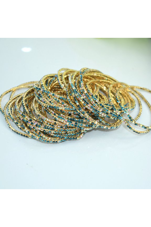 2mm Single Row Indian Rhinestone Stretch Bracelet - Fashionable Full Diamond Bangle for Women