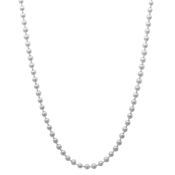 2mm Solid .925 Sterling Silver Military Ball Chain Necklace + Bracelet Set, 20" (Necklace) + 8" (Bracelet)