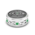 thumbnail image 1 of 2mm Square Emerald 925 Sterling Silver Twisted Rope Stackable Valentines Day Gifts Ring, 1 of 4