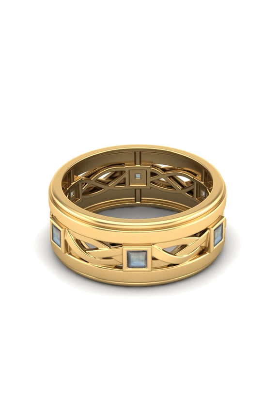 2mm Square Labradorite 925 Sterling Silver Gold Vermeil Twisted Rope Stackable Valentines Day Gifts Ring