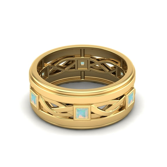 2mm Square Opal 925 Sterling Silver Gold Vermeil Twisted Rope Stackable Valentines Day Gifts Ring