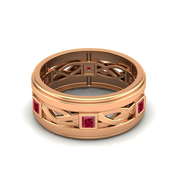 2mm Square Ruby Glass Field 925 Sterling Silver Rose Vermeil Twisted Rope Stackable Valentines Day Gifts Ring