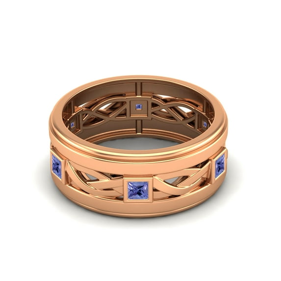 2mm Square Tanzanite 925 Sterling Silver Rose Vermeil Twisted Rope Stackable Mother's Day Gift Ring
