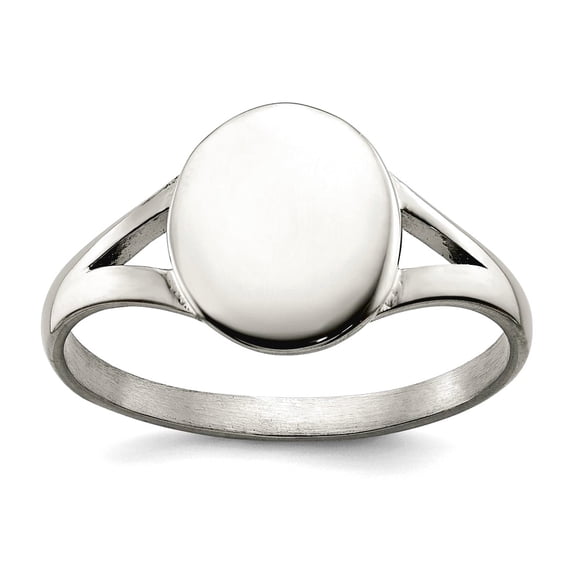 2mm Stainless Steel Polished Oval Disc Ring Size 8 Ring for Women - 2.8 Grams