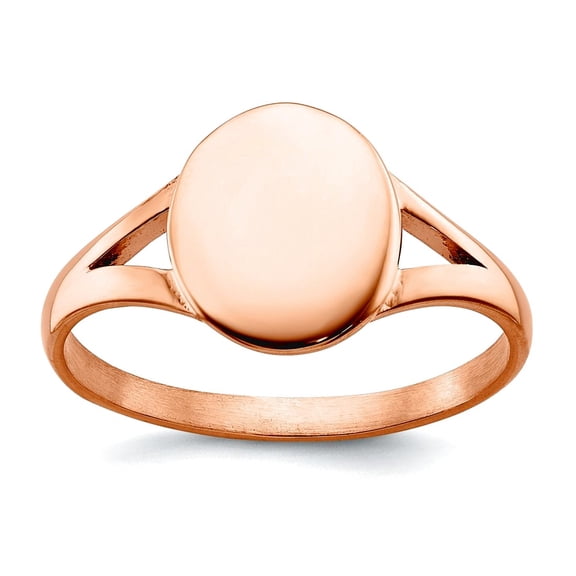 2mm Stainless Steel Polished Rose Ip Plated Oval Disc Ring Size 9 Ring for Women - 2.8 Grams