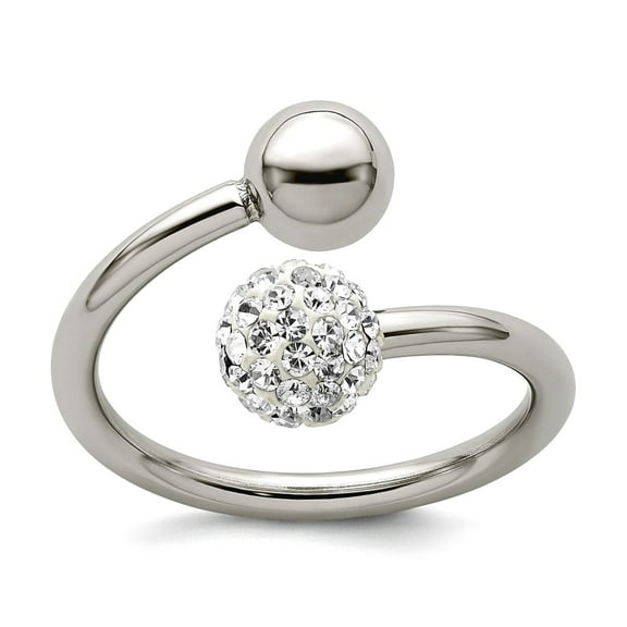 2mm Stainless Steel Polished With Preciosa Crystal Ring Size 6 Ring for Women - 2.5 Grams