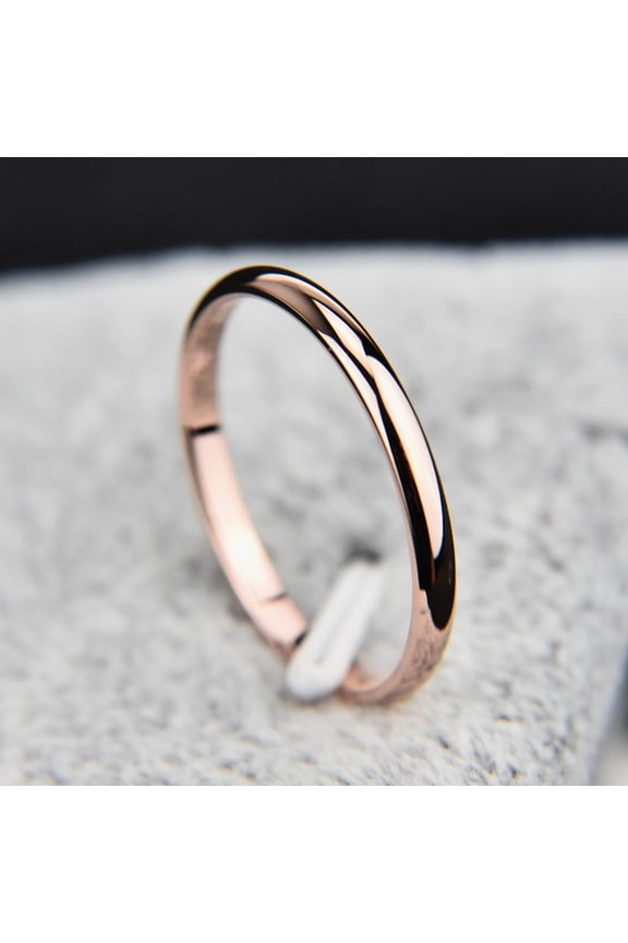 2mm Stainless Steel Thin Ring Rose Gold Black Women Ring Jewelry Party Simple Fashion Gift Size 3 To 10