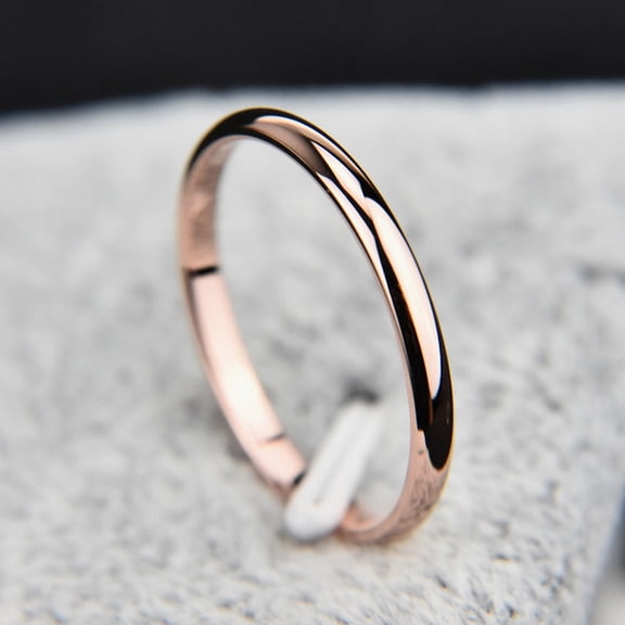 2mm Stainless Steel Thin Ring Rose Gold Black Women Ring Jewelry Party Simple Fashion Gift Size 3 To 10