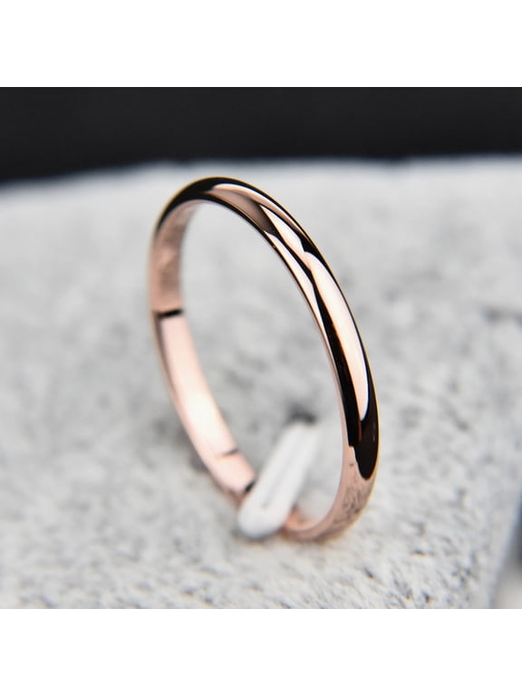 2mm Stainless Steel Thin Ring Rose Gold Black Women Ring Jewelry Party Simple Fashion Gift Size 3 To 10