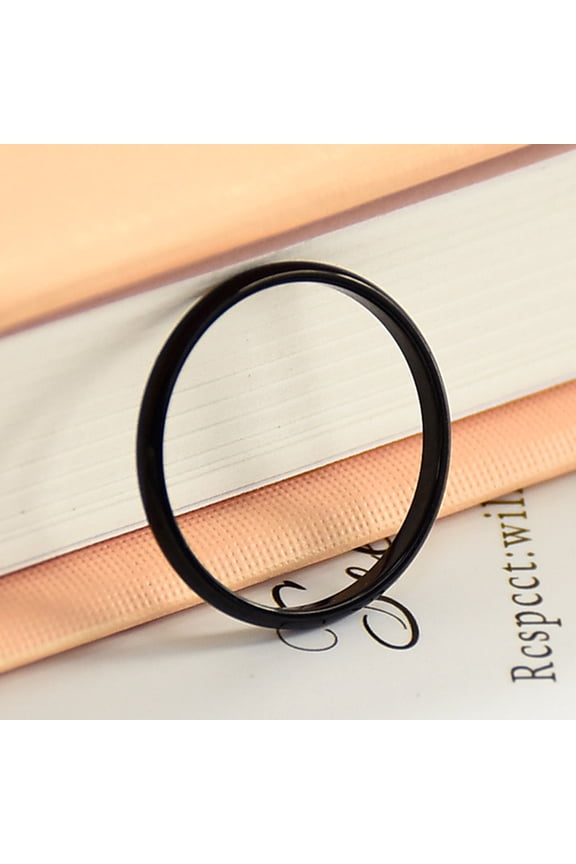 2mm Stainless Steel Thin Ring Rose Gold Black Women Ring Jewelry Party Simple Fashion Gift Size 3 To 10