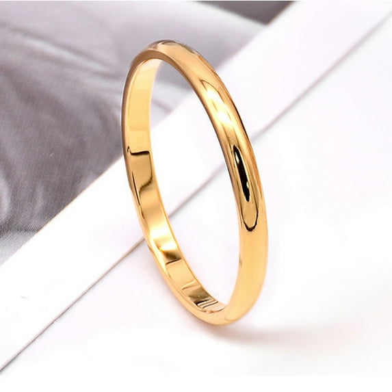 2mm Stainless Steel Thin Ring Rose Gold Black Women Ring Jewelry Party Simple Fashion Gift Size 3 To 10