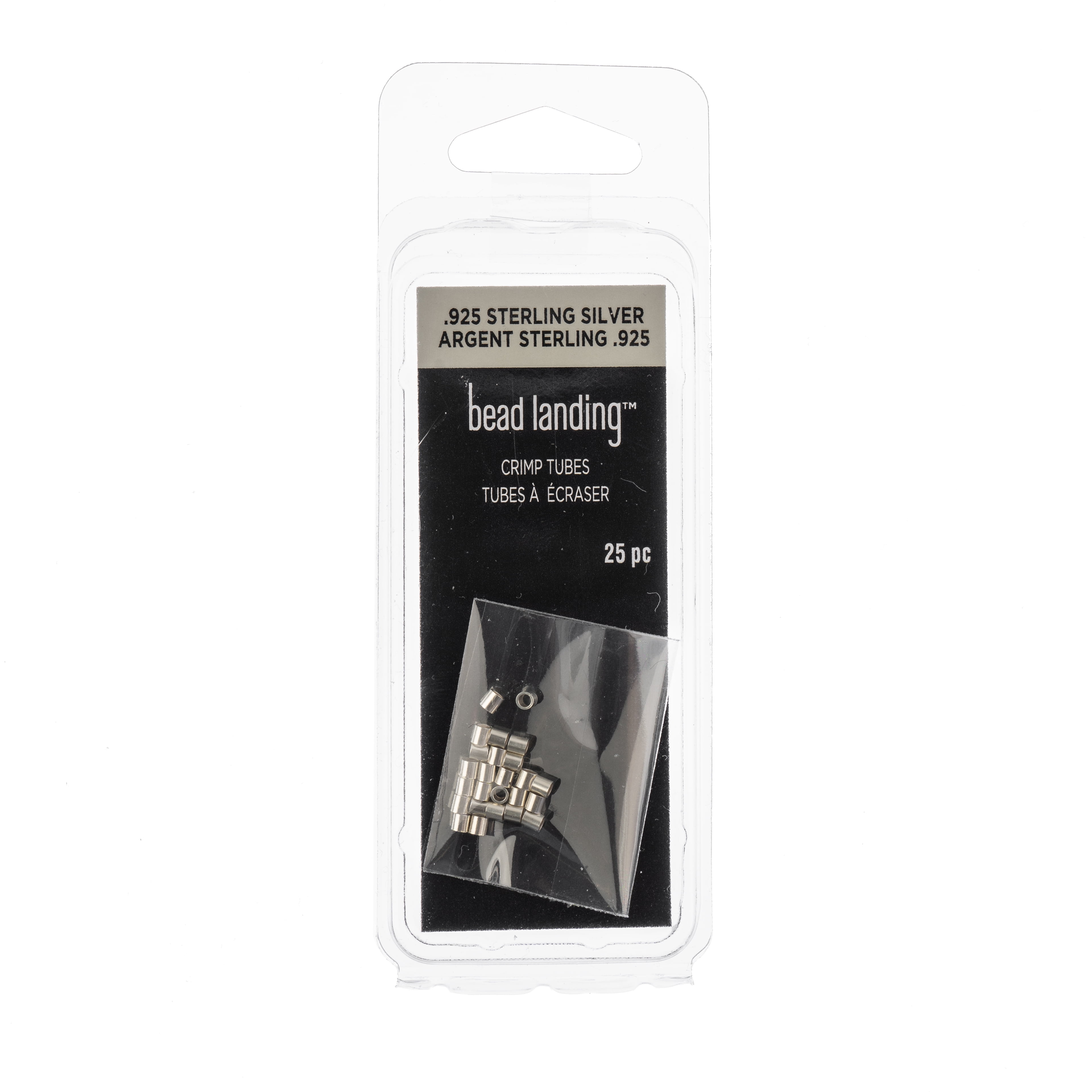 2mm Sterling Silver Crimp Tubes by Bead Landing – 0.925 Silver-Plated Jewelry Findings for Securing Clasps & Beading Wire - 12 Pack