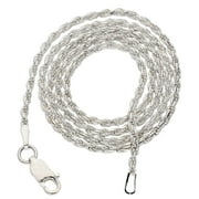 SILVER INSANITY 2mm Sterling Silver Diamond-Cut Rope Chain Necklace