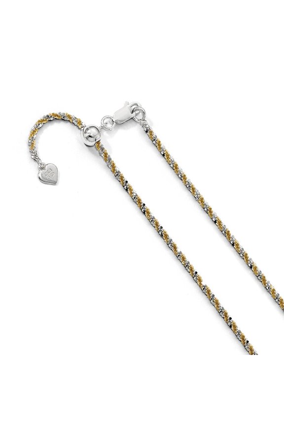 2mm Sterling Silver Gold-Flashed Adjustable Cyclone Chain Necklace - 6.8 Grams - 22 Inch