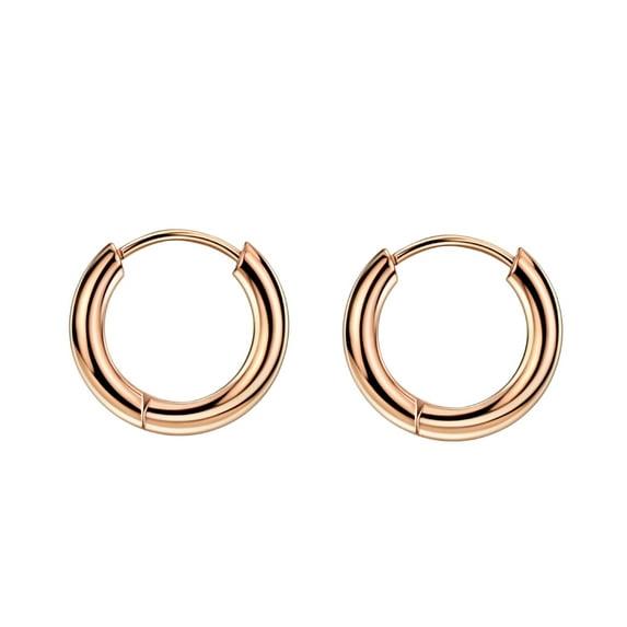 2mm Surgical Steel Hoop Earrings for Women 8mm Hinged Huggie Hoop Earrings Rose Gold