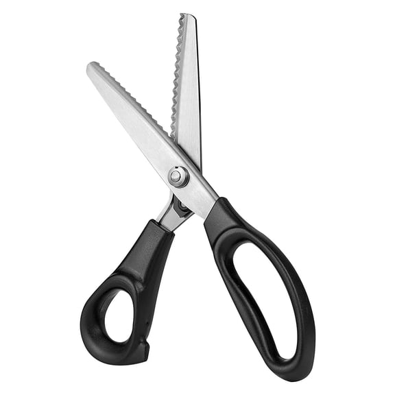 2mm Teeth Pinking Shears Scissors for Fabric, DaKuan Models Fabric Scissors, Zig Zag Scissors, for Crafting, Paper Cutting, Fabric, Leather Materials Black