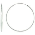 thumbnail image 1 of 2mm Thick Sterling Silver 50mm Endless Hoop Earrings 2 inch Round, 1 of 1