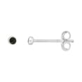 thumbnail image 1 of 2mm Tiny Sterling Silver Jet Stone Stud Earrings for Womens Nose Studs 3/32 inch Round, 1 of 3