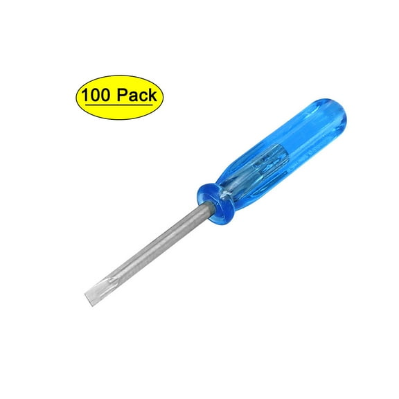 2mm Tip Plastic Anti-slip Handle Slotted Flathead Screwdriver Repair Tool 100pcs