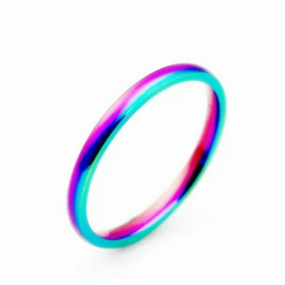 2mm Titanium Steel Bands Silver/Gold/Rose Gold/Multi-color Wedding Rings Sz 4-11