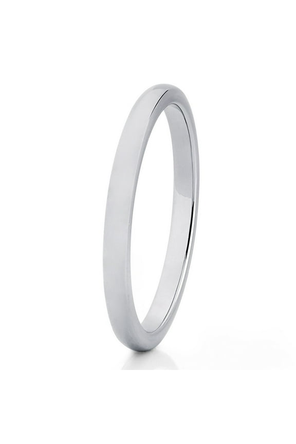 2mm Tungsten Ring Silver Gray Tungsten Wedding Band Tungsten Carbide Ring Women's Ladie's Classic Dome Shape Band 5.5