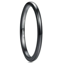 2mm Tungsten Rings for Unisex Black Stackable Slim Wedding Bands Size 6-12