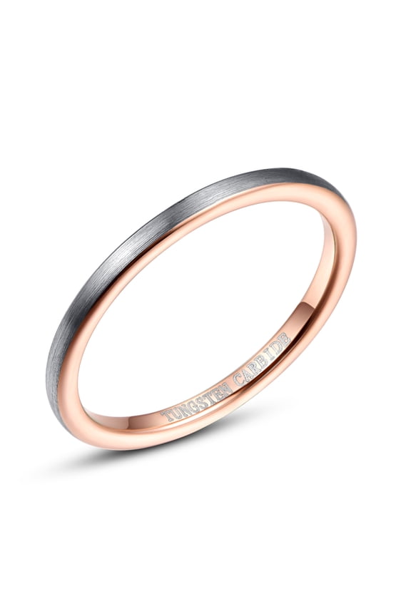 2mm Tungsten Rings for Unisex Rose Gold Stackable Slim Wedding Bands Size 5-10
