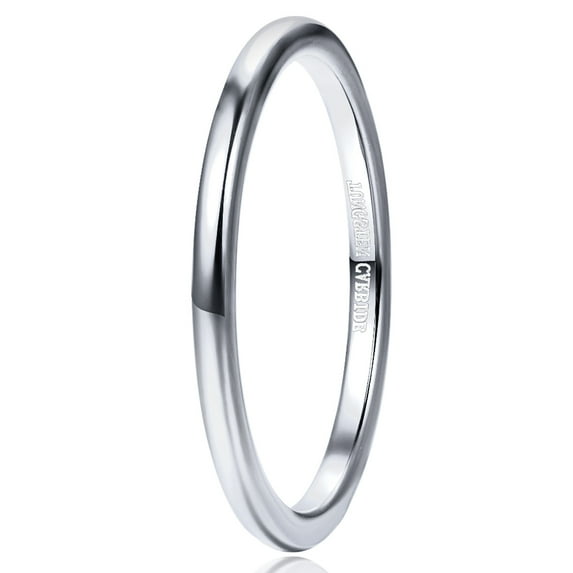 2mm Tungsten Rings for Unisex Silver Stackable Slim Wedding Bands Size 6-12