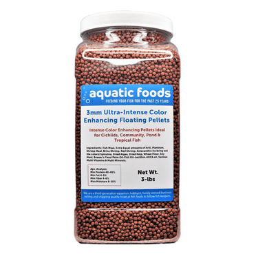 2mm Ultra-Intense Red Color Enhancing FLOATING Pellets for ALL Tropical Fish, Discus, Red Flower Horn, Red Parrot, ALL Fish, ALL Cichlids …3-lb Lg Jar