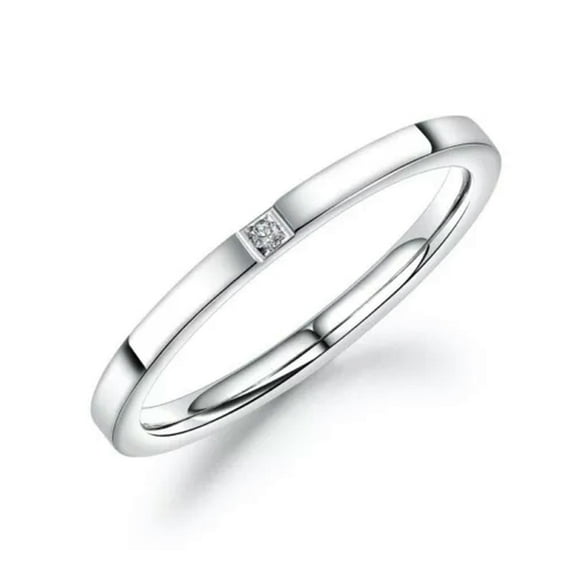 2mm Ultra-fine Tail Ring Rose Gold/Silver Stainless Steel CZ Band Womens Sz 3-10