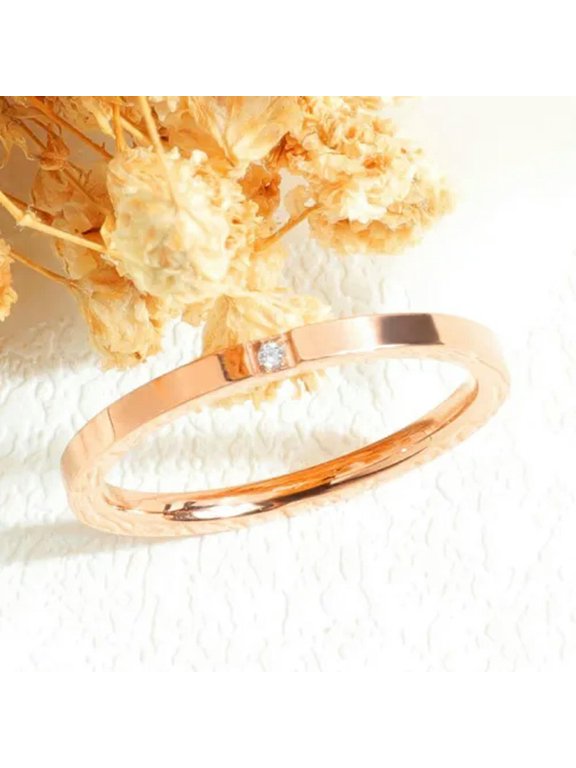 2mm Ultra-fine Tail Ring Rose Gold/Silver Stainless Steel CZ Band Womens Sz 3-10