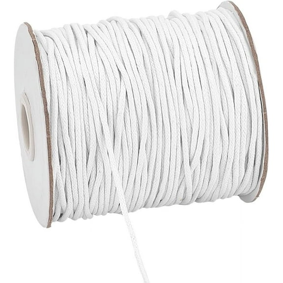 2mm Waxed Cord 99 Yards White Waxed Cotton Threads Wax Cord Waxed Beading String Twine for DIY Bracelet Necklaces Dreamcatcher Jewelry Making Sewing Macrame Sewing Project White